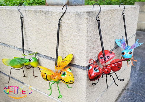 GIFTME 5 Metal Garden Sculptures Statues Yard Art Decoration,Set of 4 Garden Decor Perfect Hanging The Tree, Porch,Backyard or Patio Wall Decor...