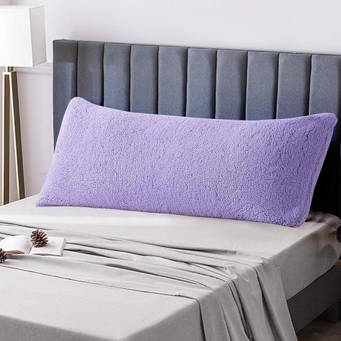 Reafort Ultra Soft Sherpa Body Pillow Cover/Case with Zipper Closure 21"x54" (21"x54" Body Pillow Cover, Lilac)...