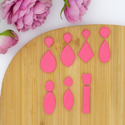 GOTO CLAY TOOLS Basic Shapes Dangle Polymer Clay Cutters for Earrings, Polymer Clay Cutters, Dangle with Studs, Set of 14 Clay Cutters CTCMB-8...