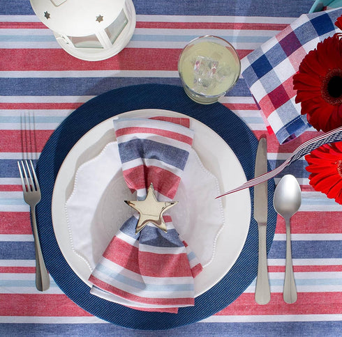 DII PVC Tabletop Collection Woven Indoor/Outdoor, Round Placemat Set, 13.75", Nautical Blue, 6 Piece...