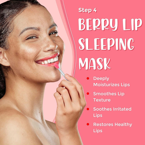 6-in-1 Lip Care Kit With Lip Sleeping Mask, Silicone Brush, Sugar Scrub, Sheet Mask to Reveal Luscious, Soft Lips – Korean Lip Therapy Set for Ful...
