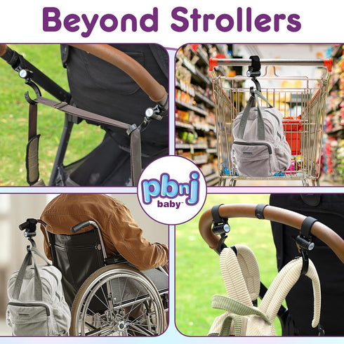 Stroller Hooks 2 Pack Organizer Clip Travel Purse Shopping Diaper Bags...