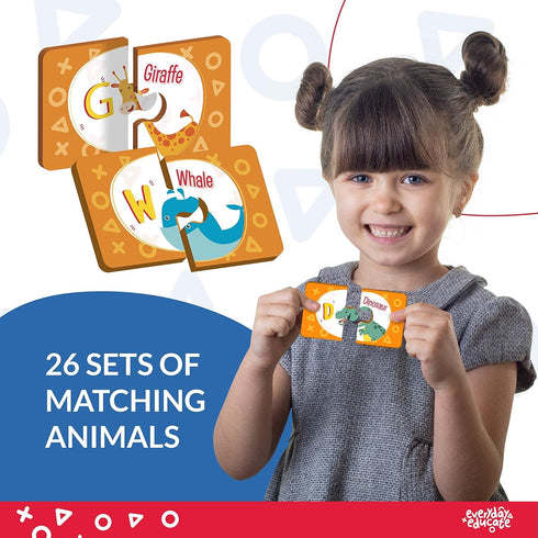 Matchimal 26 Pair Animal Matching Alphabet Memory Game for Toddlers, Preschool, Kindergarten and Home Activities. Educational Toy & Learning Puzzl...