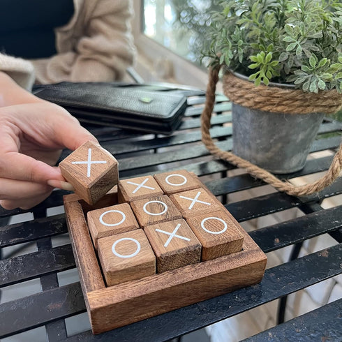 Wooden TIC TAC Toe Game Coffee Table Decor Family Game Night Indoor Outdoor Fun Games for Teens and Adults Classic OX Wood Board Game TicTacToe...