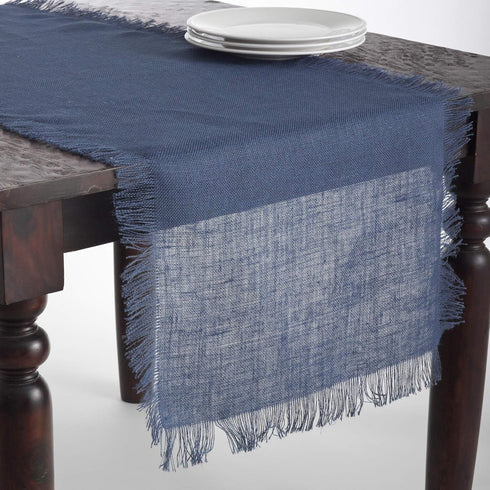 SARO LIFESTYLE JU209 Mari Sati Runners, 20 by 108-Inch, Oblong, Navy Blue...