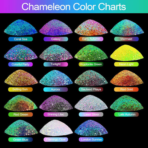 Renfio Chameleon Chunky Glitter, Mixed Fine Powder Color Shift 1.75 Oz (50g) PET Flake Orange Green Purple Glitters Sequin Resin Pigment Chip Dust...
