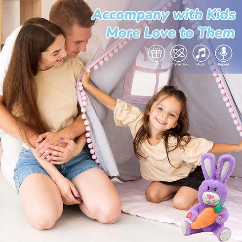 Hopearl Talking Singing Bunny Repeats What You Say Rabbit Musical Shaking Head Electric Interactive Animated Toy Speaking Plush Buddy Gifts for To...