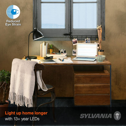 Sylvania Reduced Eye Strain A21 LED Light Bulb, 3-Way 40W / 60W / 100W, 13 Year, Dimmable, Clear, 5000K, Daylight - 6 Pack (41232)...