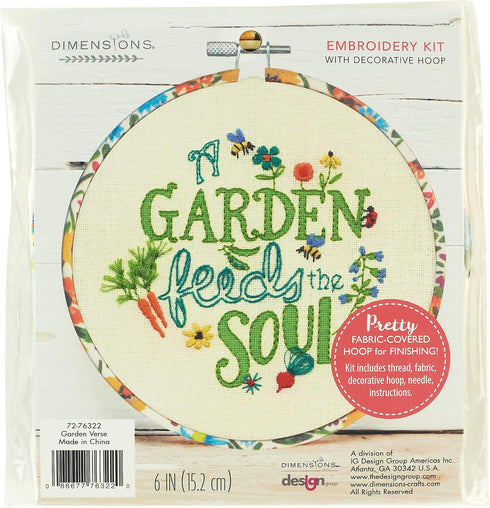 Dimensions Garden Verse Embroidery Starter Kit for Beginners, 6" Diameter, 5 Piece......