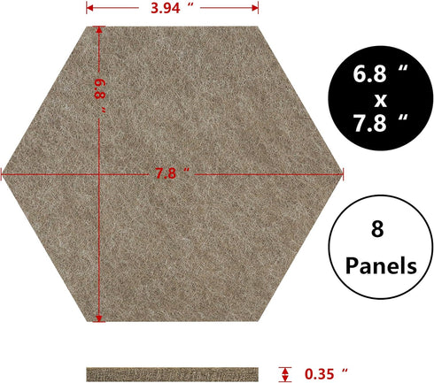 Vienrose Hexagon Felt Bulletin Board Self Adhesive Pin Board Wall Decoration Tiles with 35 Push Pins for Office Home and School, Camel Series 8 Pa...