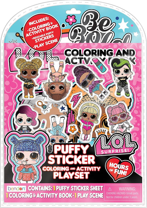 Bendon LOL Surprise Puffy Sticker Coloring and Activity Playset Book...