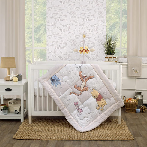 Disney Winnie The Pooh - Blustery Day Grey Cloud Super Soft Baby Blanket with Applique...