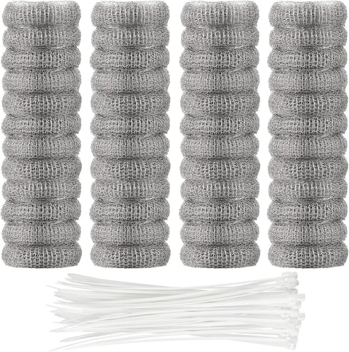 48 Pieces Lint Traps Washing Machine Stainless Steel Lint Snare Traps Laundry Mesh Washer Hose Filter with 48 Pcs Cable Tie...