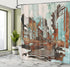 Ambesonne Grunge Shower Curtain, Urban Cityscape Contemporary Abstract Acrylic Paint Style Brush Strokes, Cloth Fabric Bathroom Decor Set with Hoo...