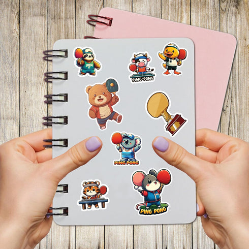 Pack 50 PCS Ping Pong Table Tennis Sticker Outdoors Theme Waterproof Vinyl Decals Items for Teens Adults Sports Lovers Decor Water Bottles Phone C...