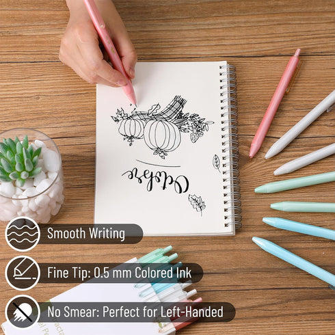 Mr. Pen- Retractable Gel Pens, 8 Pack, Black Ink Gel Pens, Pastel Barrels, Fast Dry, Gel Pens Fine Point 0.5mm, Retractable Pens, Cute Pens, Gel I...