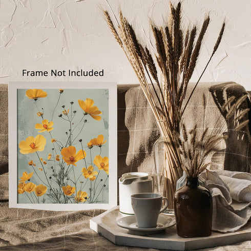 Posterizer 1 pcs-yellow dainty natural flowers-girly aesthetic-Floral & Botanical Art-Abstract & Modern Art-Decor for Home & Office- UNFRAMED Wall...