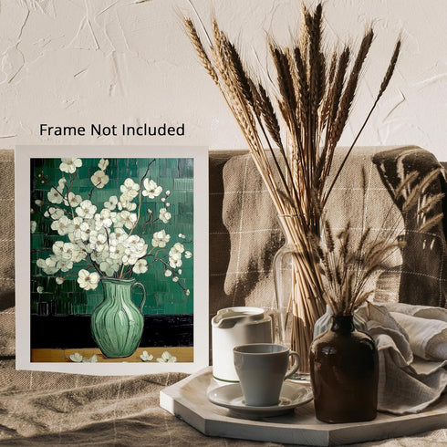 Posterizer 1 pcs-retro inspired oil painting style-delicate flowers in a vase 1-Floral & Botanical Art-Vintage Art-Gift for Art Lovers- unframed w...