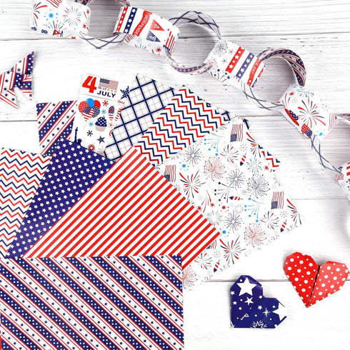 Morcheiong 60 Sheets 4th of July Pattern Paper Set 10 Designs Decorative Paper Double-Sided Craft Origami Paper for Independence Day Scrapbooking ...