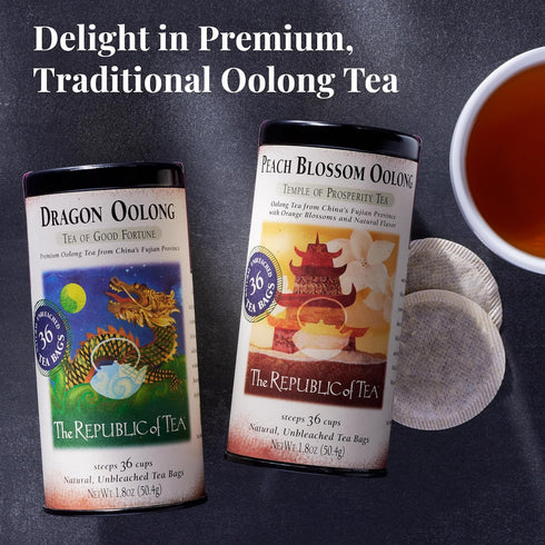 The Republic of Tea - Dragon Oolong Tea Tin, 36 Tea Bags, Naturally Caffeinated...
