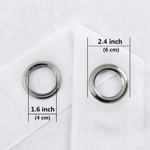 DWCN White Sheer Curtains, Faux Linen Look Grommet Window Semi Sheer Curtains Drapes for Bedroom Living Room Set of 2 Panels, 52 x 90 Inch Long...