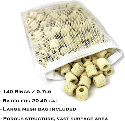 Ceramic Filter Media Bio Filter Rings 1lb / 2lb / 4lb / 8lb (180ct / 1lb)...