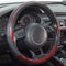 Xizopucy Wood Grain Steering Wheel Cover Red Universal Microfiber Leather, Suitable for 14 1/2-15 inch Comfortable Anti-Slip, Good Breathable and ...