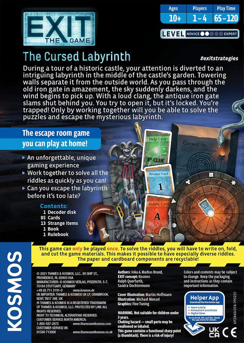 EXIT: The Cursed Labyrinth | Exit: The Game - A Kosmos Game | Family-Friendly, Card-Based at-Home Escape Room Experience for 1 to 4 Players, Ages ...