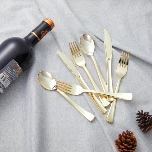 N9R 72 Pack Gold plastic Knives, Solid, Durable and Heavy Duty Plastic Knives, Perfect Utensils for Parties, Weddings and other Formal Events...