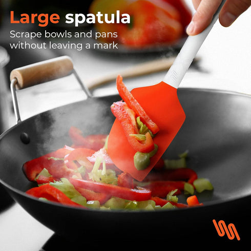M KITCHEN WORLD Heat Resistant Silicone Spatulas Set | Rubber Spatula Kitchen Utensils Non-Stick for Cooking, Baking and Mixing | Ergonomic, Dishw...