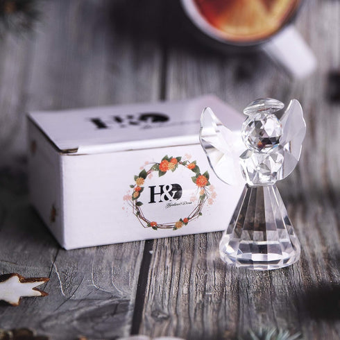 HDCRYSTALGIFTS 3inch Crystal Guardian Angel Figurine Paperweight Decor Glass Angel Statue Ornaments Art Collectible Gift for Women (Clear)...