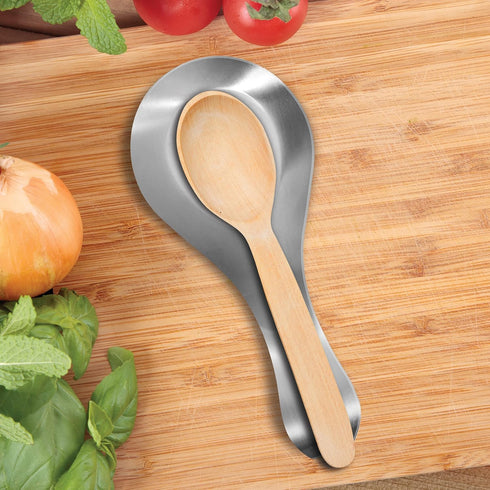 OGGI Stainless Steel Spoon Rest- Long Handle Holds Kitchen Utensils in Place, Great Spoon Rest for Counter, Stove Top, or Coffee Station; Kitchen ...