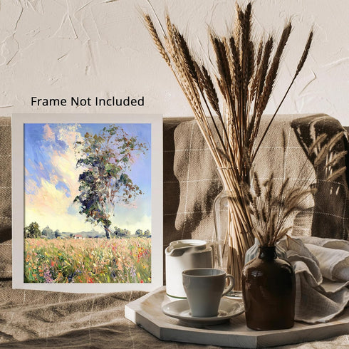 Posterizer 1 pcs-oil painting style-vibrant field with flowers-classics inspired 4-Landscape & Nature Art-Vintage Art-Gift for Art Lovers- unframe...