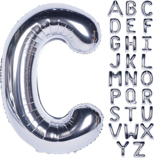 Letter Balloons 40 Inch Giant Jumbo Helium Foil Mylar for Party Decorations Silver C...