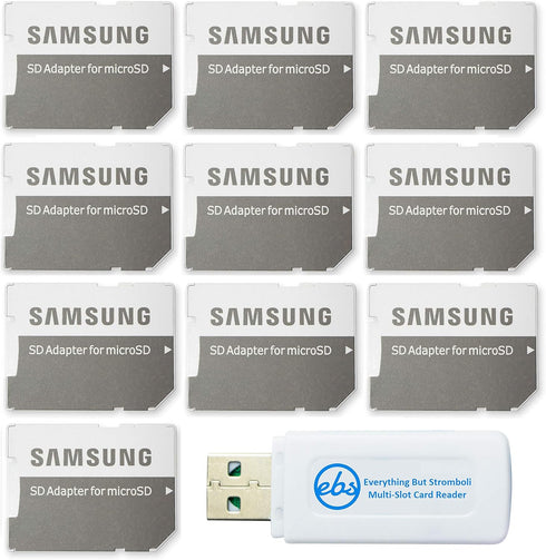 Samsung Micro to SD Memory Card Adapter (Bulk 10-Pack) Bundle with (1) Everything But Stromboli Micro & SD Card Reader...