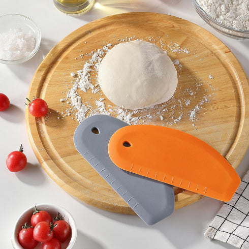 2PCS Bowl Scraper, Kaloo Silicone Food Scraper for Bread, Bench, Dough, Sourdough, Baking Dishwasher Safe (6.9"*3.14", Grey+Orange)...