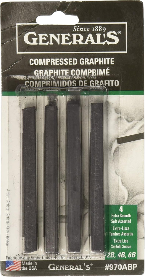General Pencil Compressed Graphite Sticks 4/Pkg, Black - 2B, 4B & 6B...