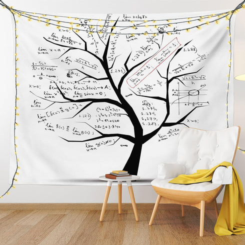 Lunarable Mathematics Room Tapestry King Size, Math Tree Branches Complex Formulas Solution Knowledge Print, Wall Hanging Bedspread Bed Cover Wall...