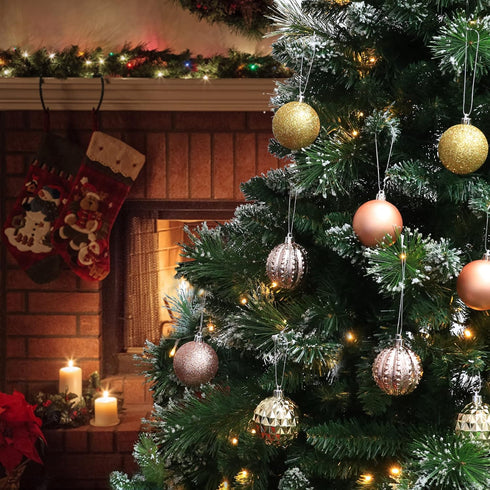 45Pcs 6cm/2.36inch Christmas Balls Glitter Ornaments Set, Shatterproof Plastic Xmas Tree Hanging Ornament, Christmas Decorations Balls for Holiday...