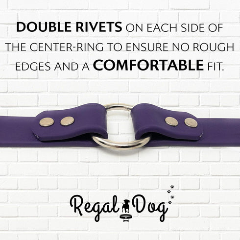 Regal Dog Products Small Purple Dog Collar with Heavy Duty Double Buckle & D Ring | Vinyl Coated, Custom Fit, Adjustable Biothane Dog Collar | Che...