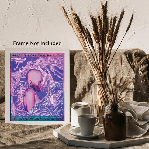 Posterizer 1 pcs-when things change inside you-colorful aesthetic retro art-Retro Art-Motivational & Inspirational Art-Living Room Bedroom Decor- ...