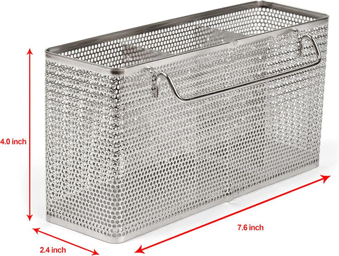Kitchen Utensil Chopsticks Perforated Holder with Hooks - 304 Stainless Steel Storage for Organizer Dishwasher Safe (Large Rectangle)...