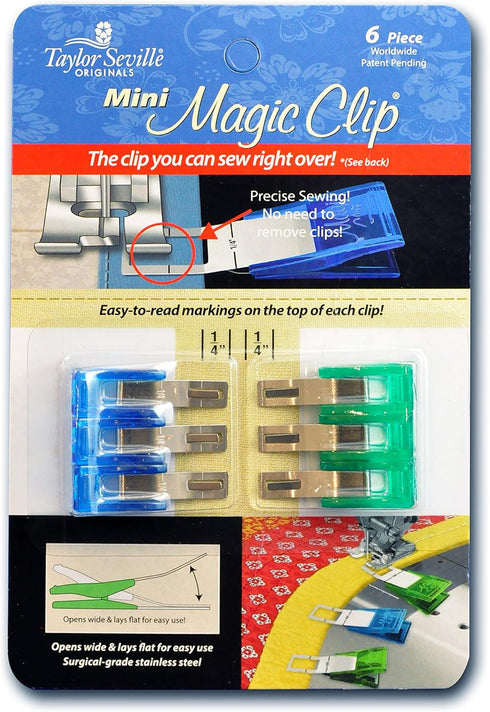 Taylor Seville Originals Mini Magic Clips - Sewing and Quilting Clips - 6 Piece Package - Quilting Supplies and Notions - Sewing Accessories and S...
