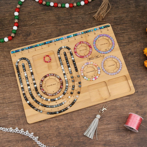 MissAudrey Bead Boards for Jewelry Making, Bracelet Board for Bracelet Making, Wooden Necklace and Bracelet Design Board?Bracelet Making Trays Mat...
