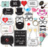 Wedding Photo Booth Props with 8 x 10-Inch Sign, 45 Adhesive Pads, 35 Wooden Sticks - Signs for Wedding Backdrop and Selfie Station...