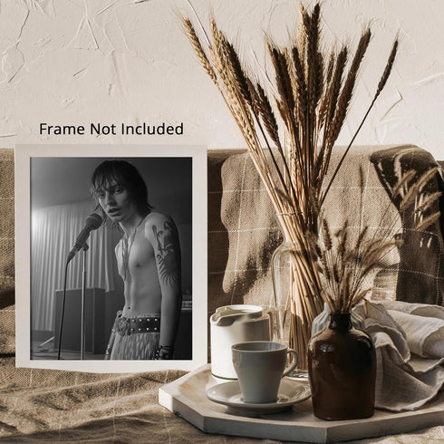 Posterizer 1 pcs-retro rock and roll muscian-black and white photo 2-Photography Art-Retro Art-Decorations for Bedroom, Office, Living Room - unfr...