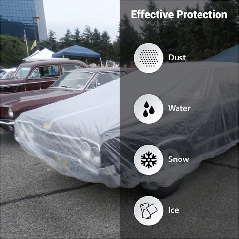 West Lake Universal Clear Disposable Car Cover for SUV, Sedan, Sport Cars, Antique Cars up to 22' x 12'...
