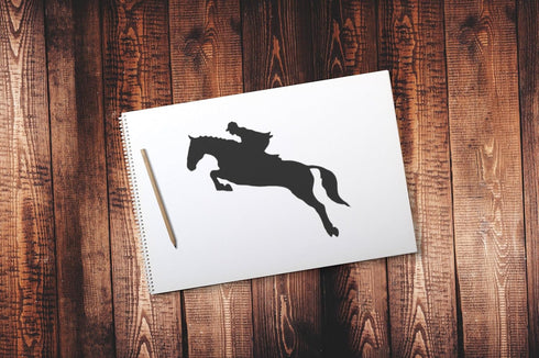 Reusable Horse Jumping Stencil 11" x 8.5" - Custom Equestrian Design for Dynamic Crafts...