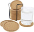 Cork Coasters with Lip for Drinks Absorbent | 12 Set 4 Inch Thick Rustic Saucer with Metal Holder Heat & Water Resistant | Best Reusable Natural R...
