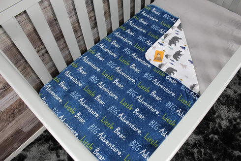 Dear Baby Gear Deluxe Baby Blankets, Custom Minky Print Double Layer, Big Adventure Little Bear and Grey Bears in Trees, 38 Inches by 29 Inches...